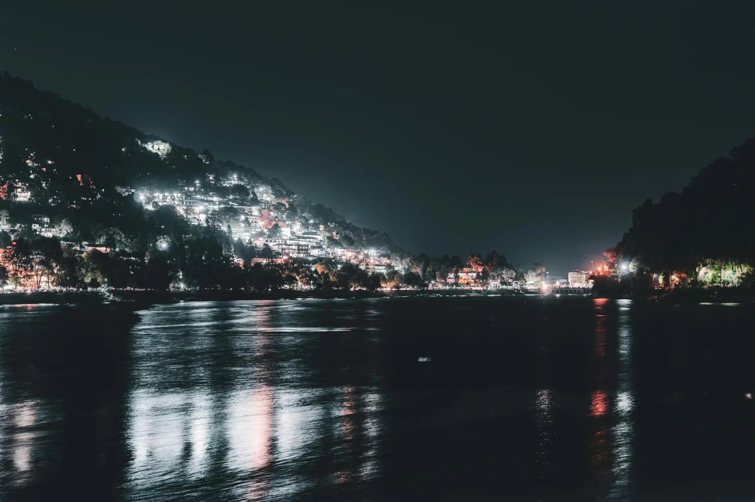 Nainital night lake lights